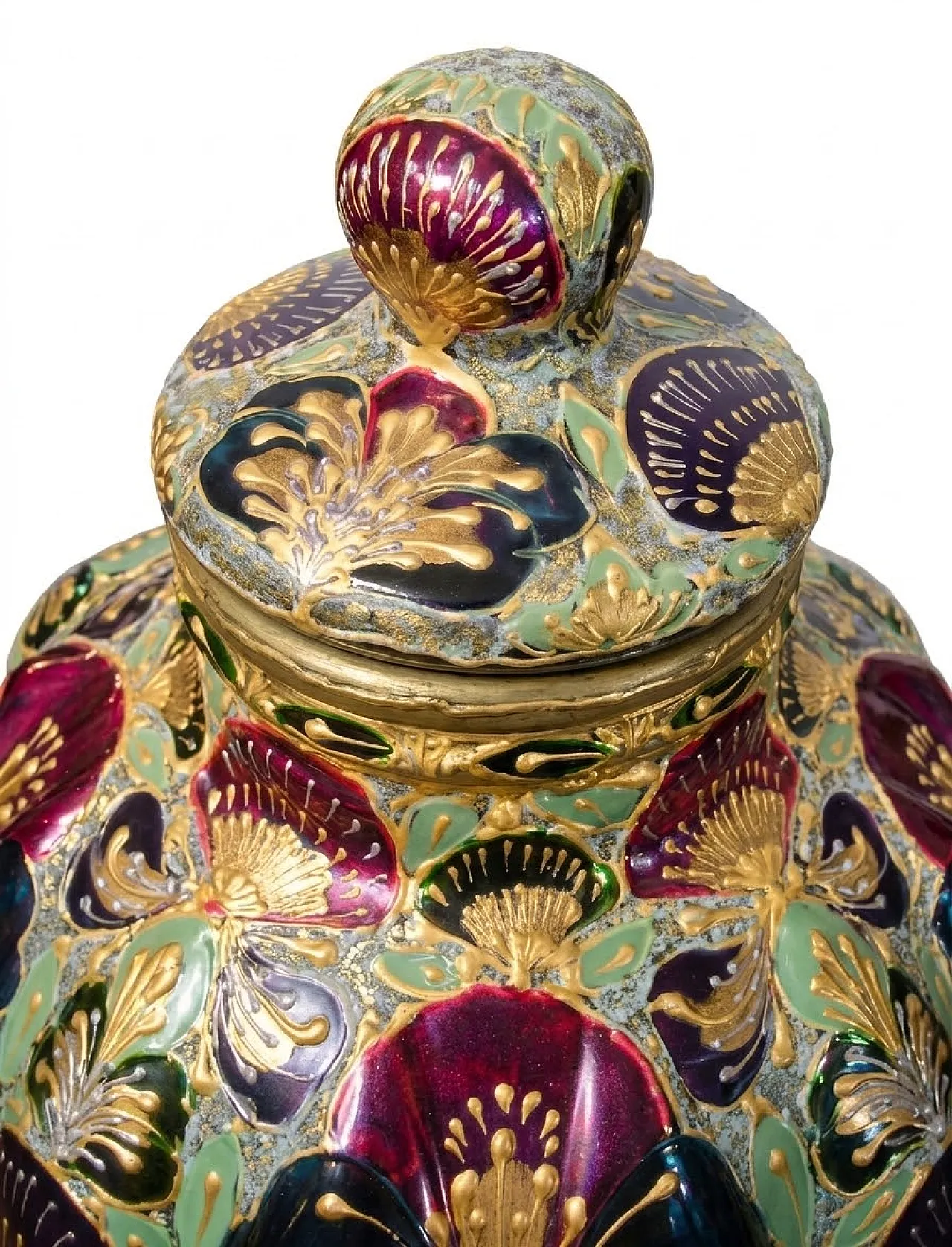 Glass centerpiece with lid in Art Nouveau style, 1970s 4