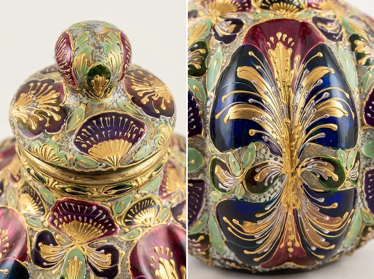 Glass centerpiece with lid in Art Nouveau style, 1970s 5