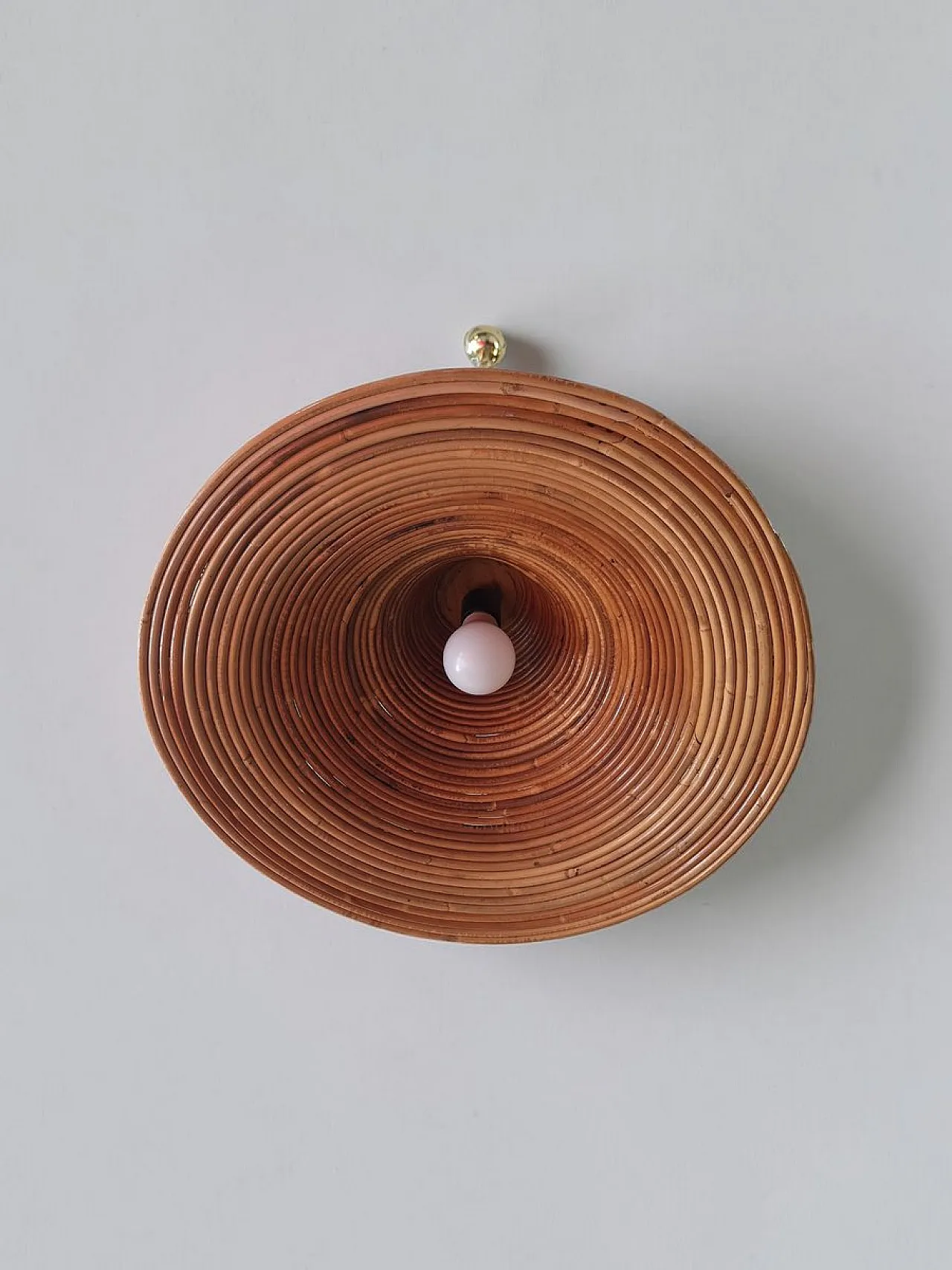 Rattan and brass pendant lamp, 1970s 4