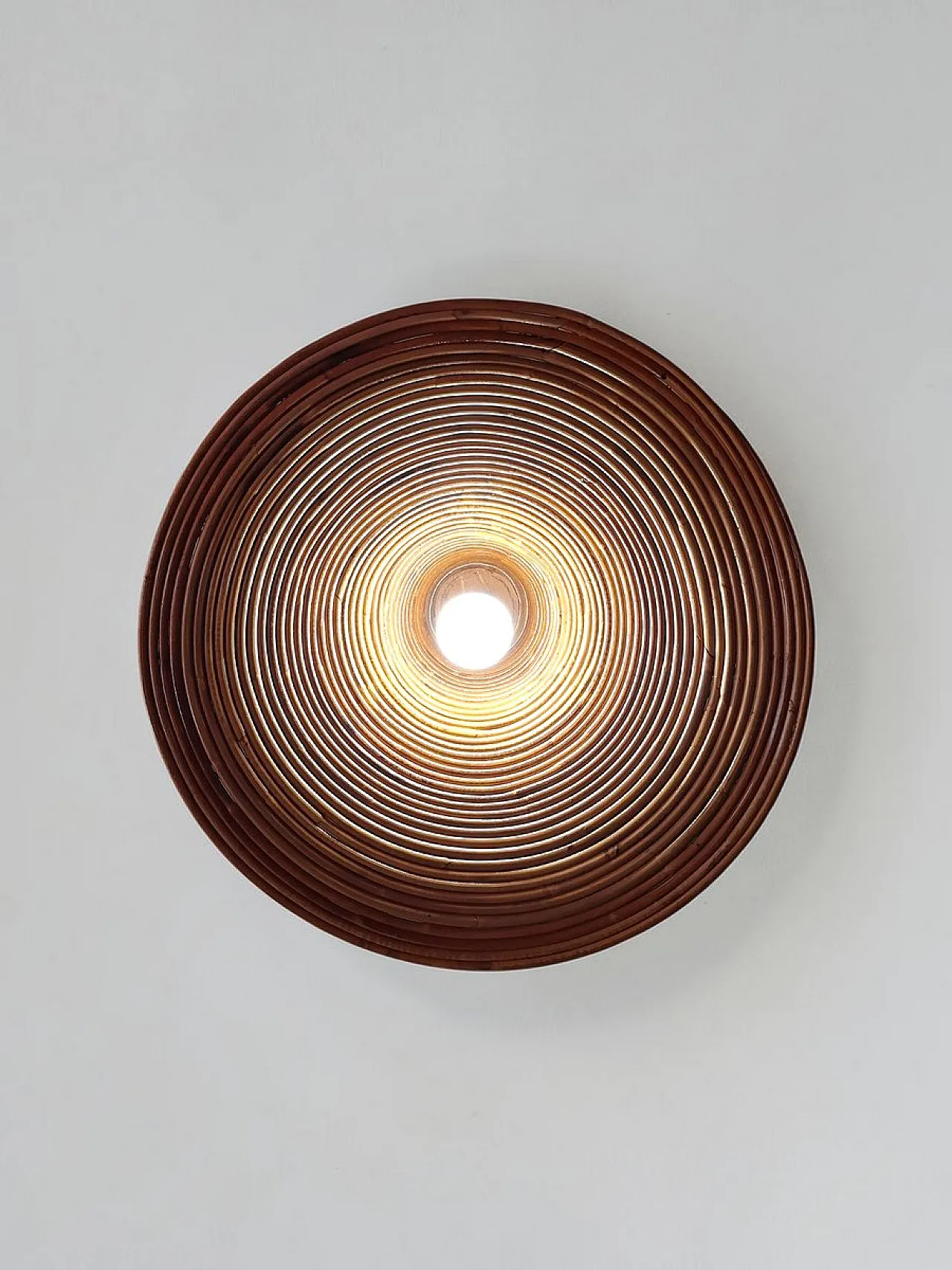 Rattan and brass pendant lamp, 1970s 6