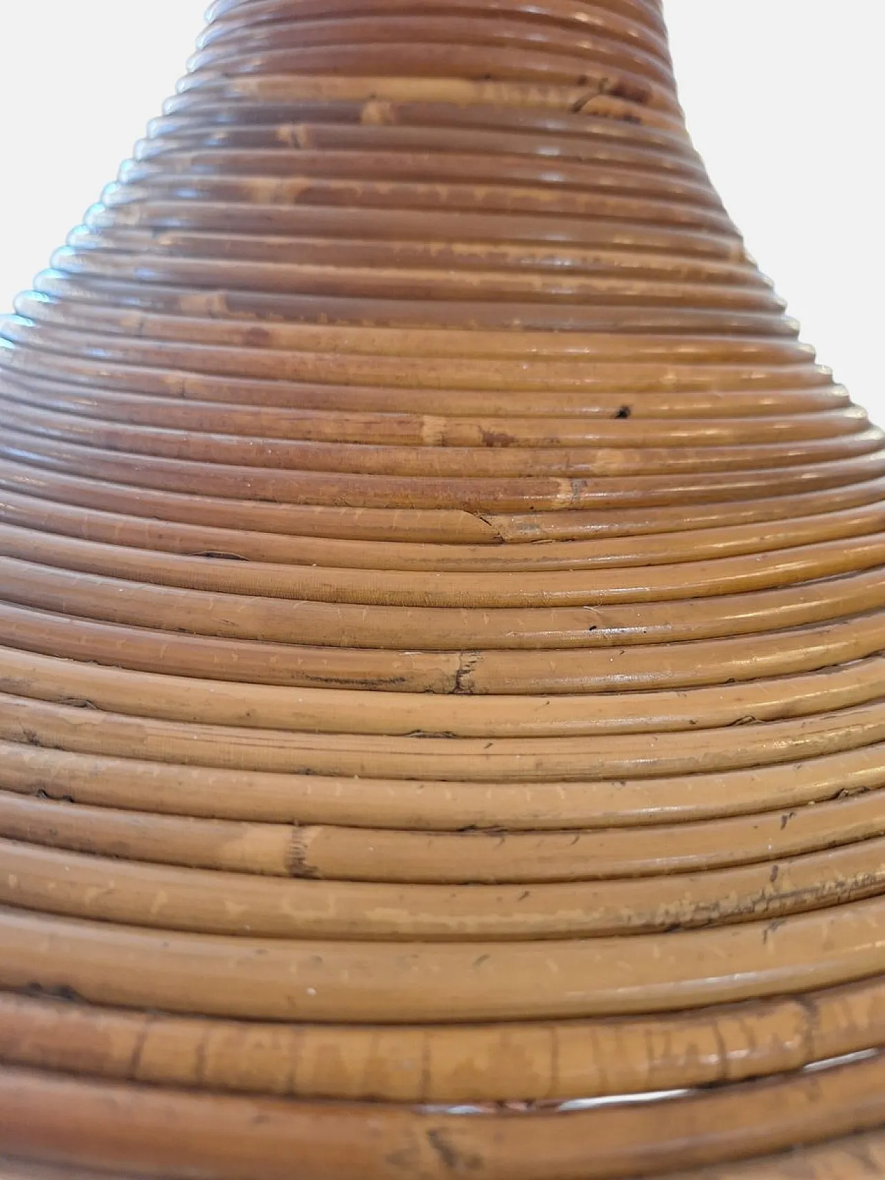 Rattan and brass pendant lamp, 1970s 7