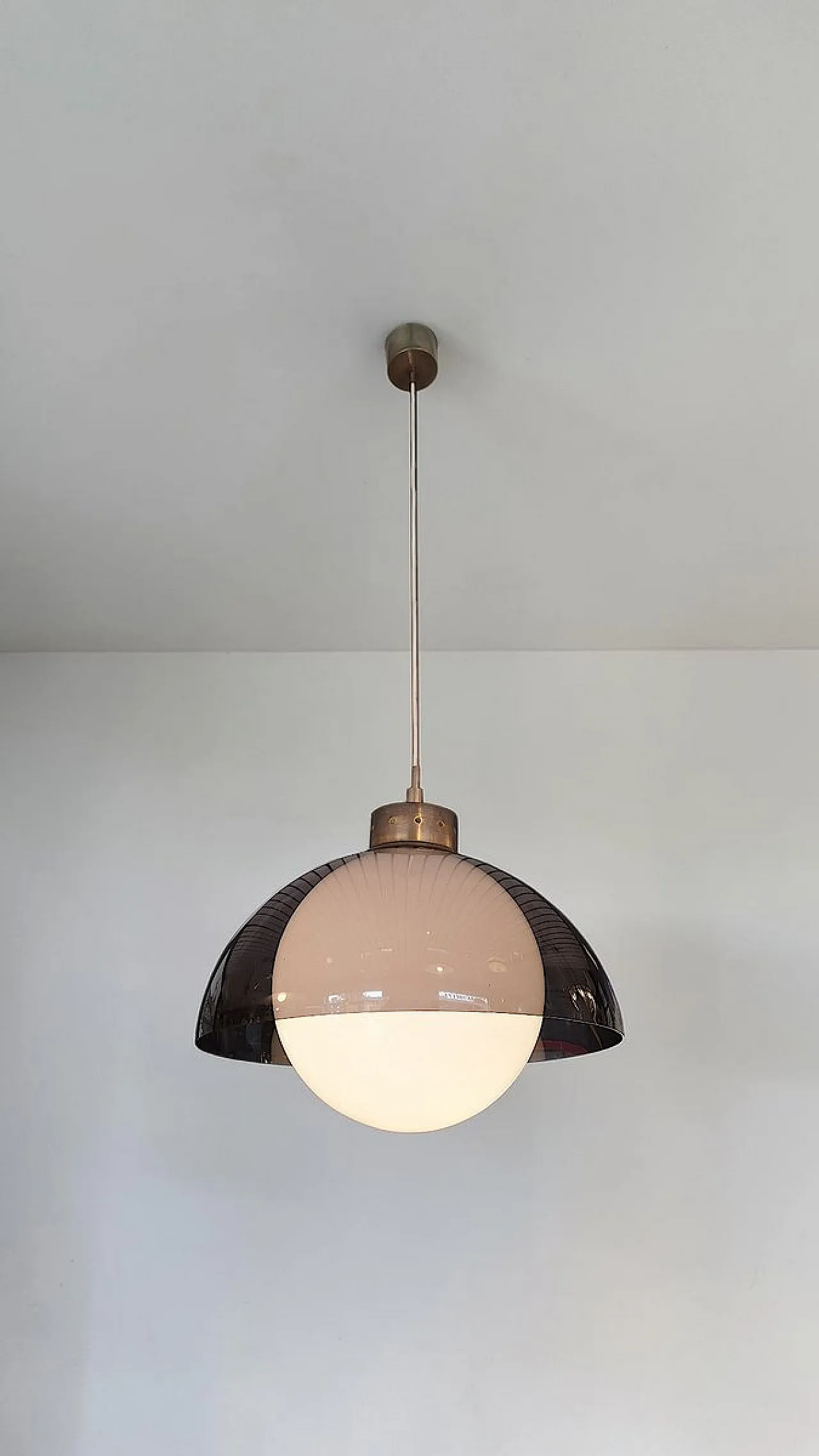 Pendant lamp in glass, plastic and nickel-plated brass, 1960s 2