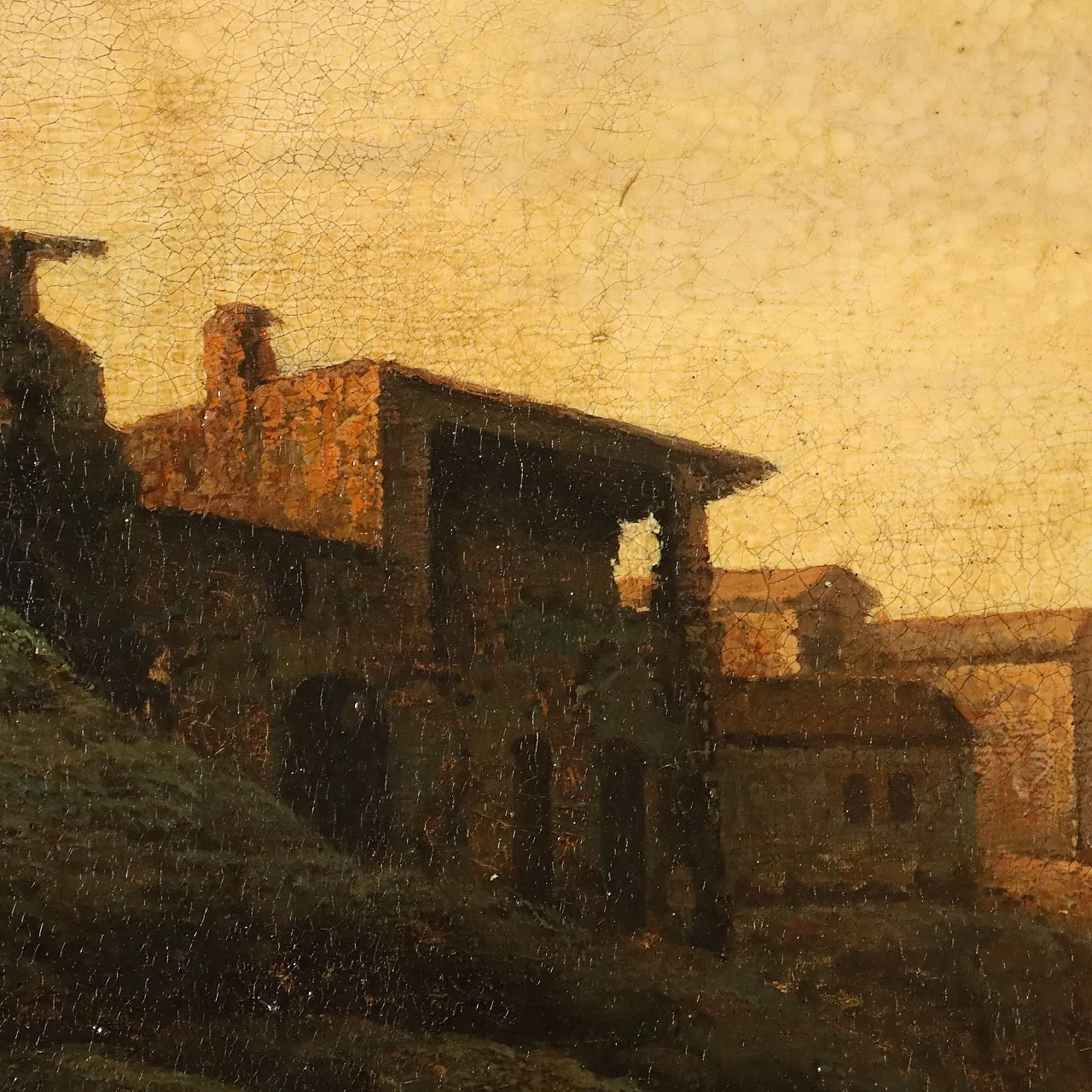 View of the Broken Bridge in Rome, oil on canvas, 1960s 5