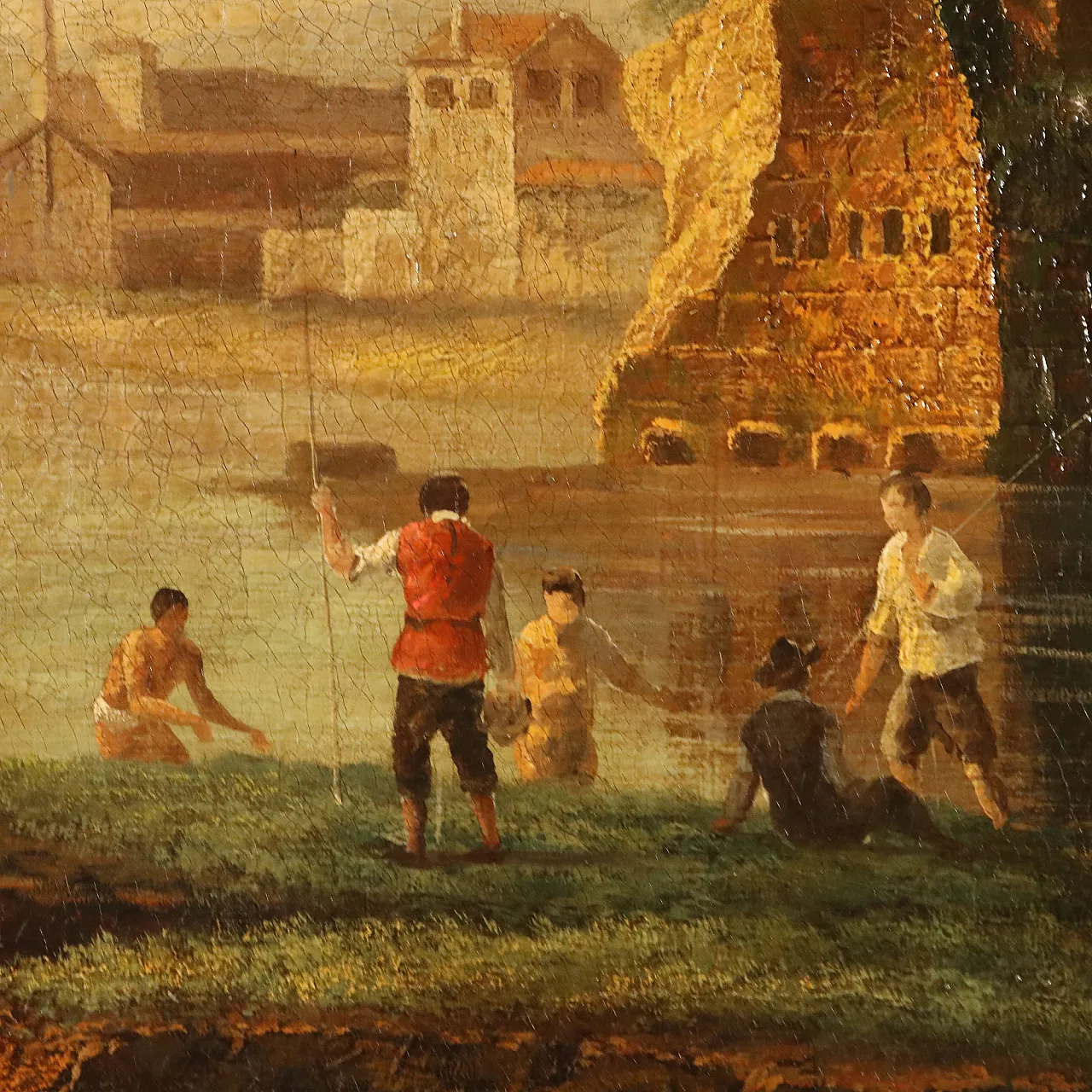 View of the Broken Bridge in Rome, oil on canvas, 1960s 6