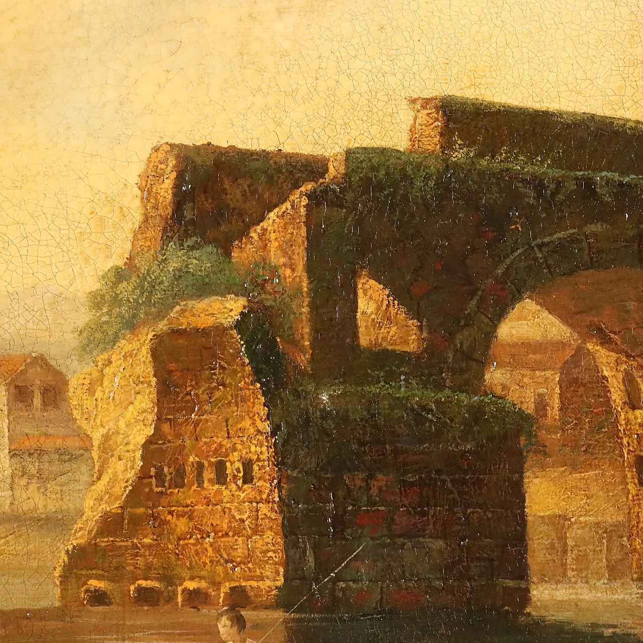 View of the Broken Bridge in Rome, oil on canvas, 1960s 7