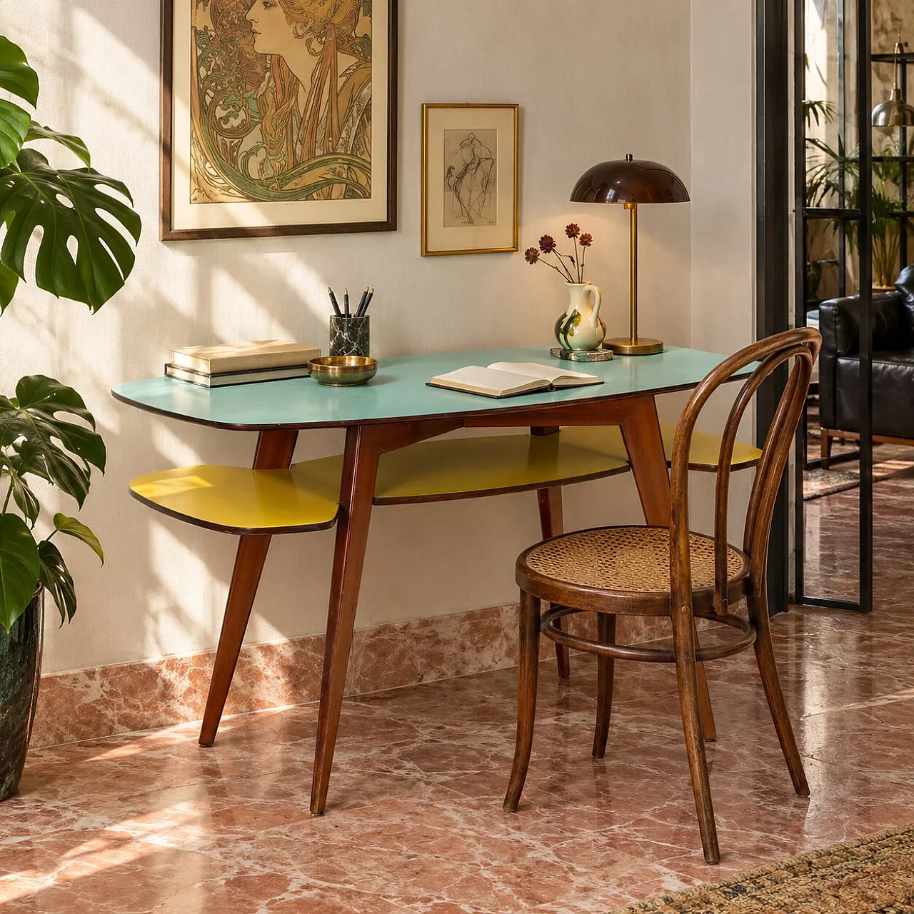 Desk with double formica top, 1950s 2