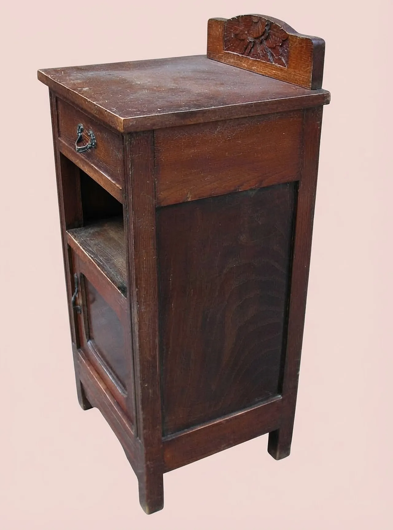 Pair of oak bedside tables, Art Nouveau, 19th century 3