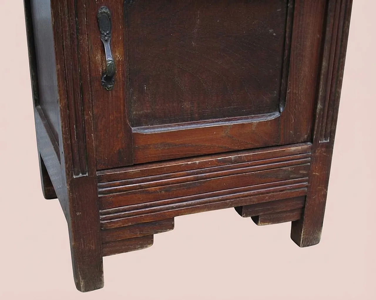 Pair of oak bedside tables, Art Nouveau, 19th century 4