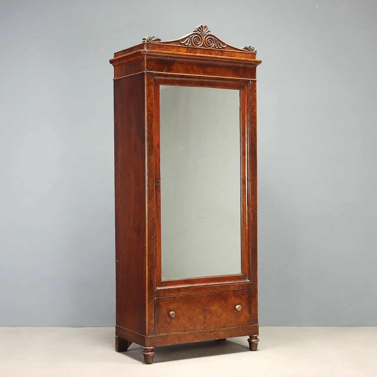 Louis Philippe wardrobe in walnut and walnut burl, 19th century 1