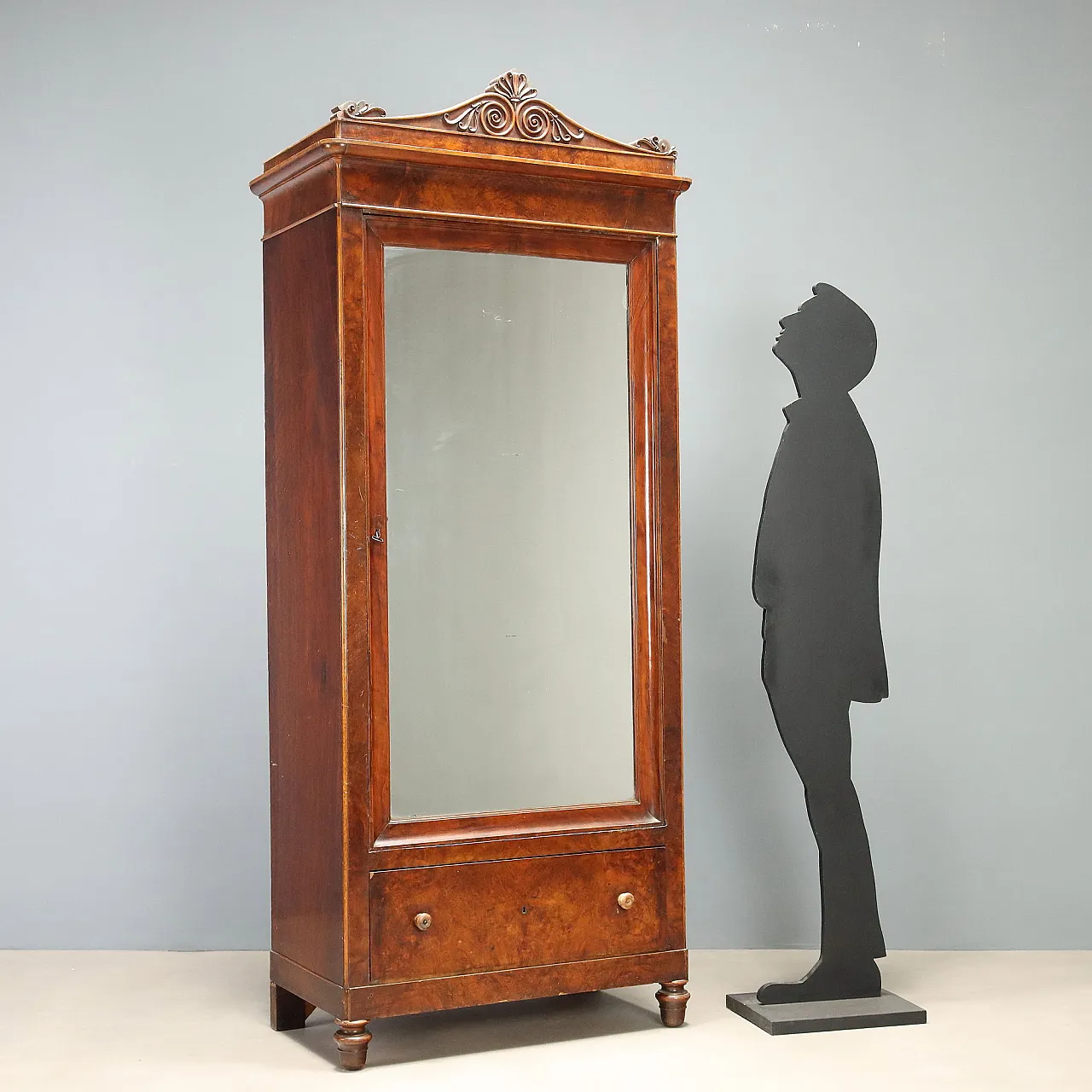 Louis Philippe wardrobe in walnut and walnut burl, 19th century 2