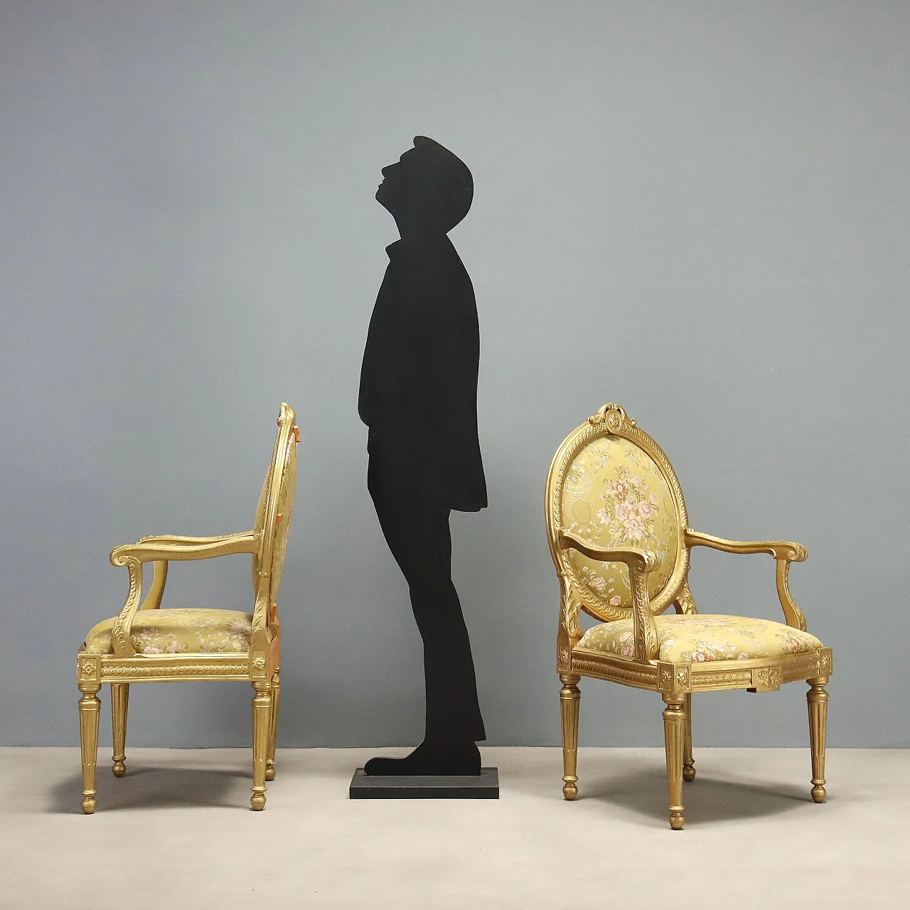 10 Neoclassical armchairs in gilded wood, 19th century 2