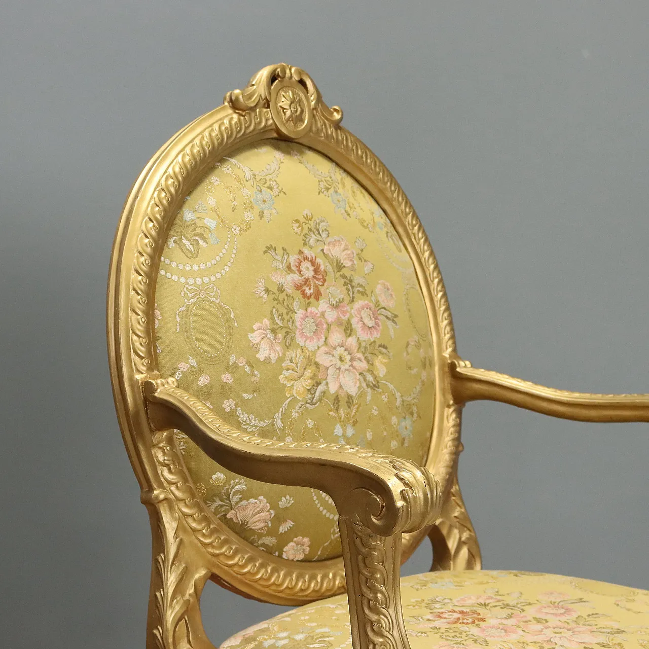10 Neoclassical armchairs in gilded wood, 19th century 5