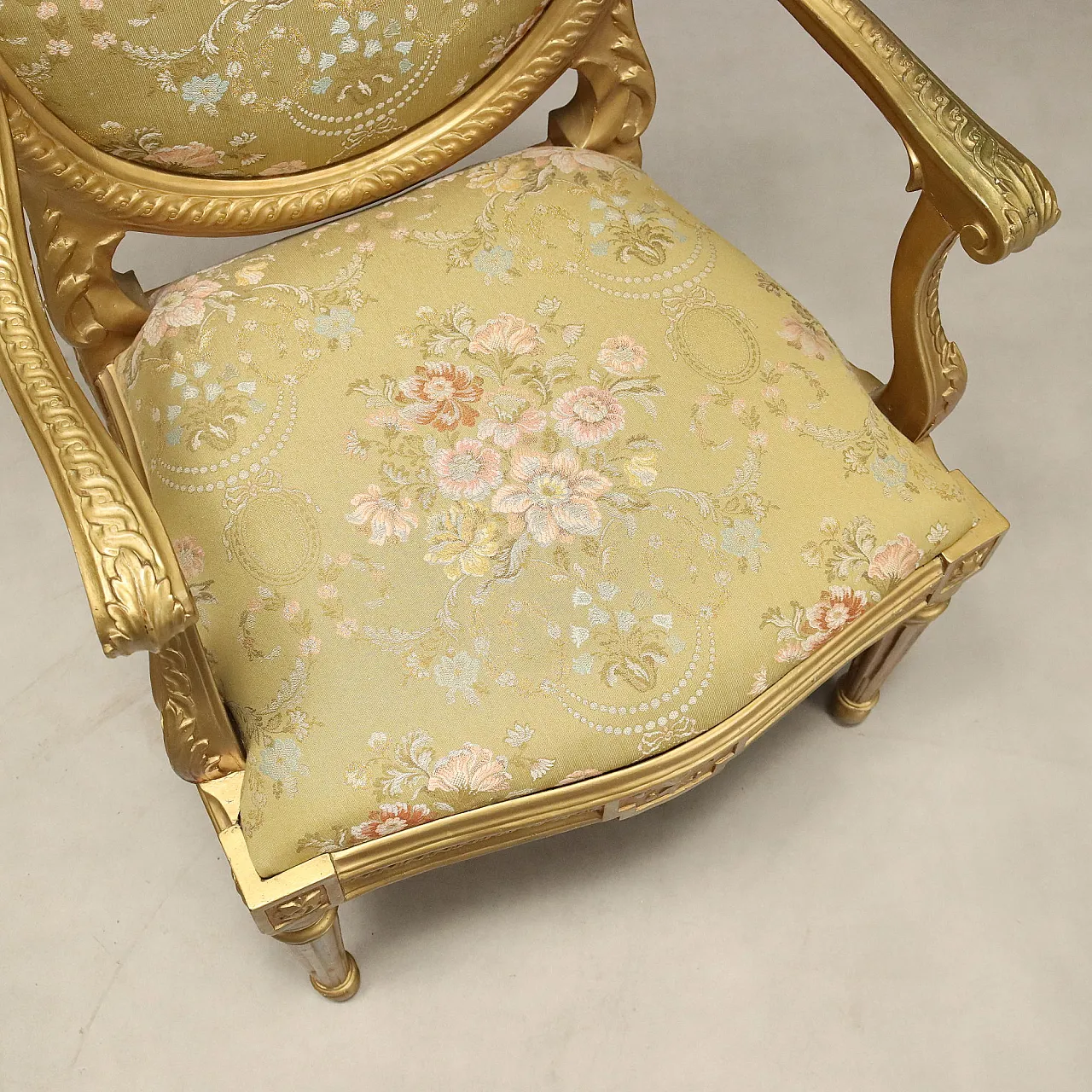 10 Neoclassical armchairs in gilded wood, 19th century 8