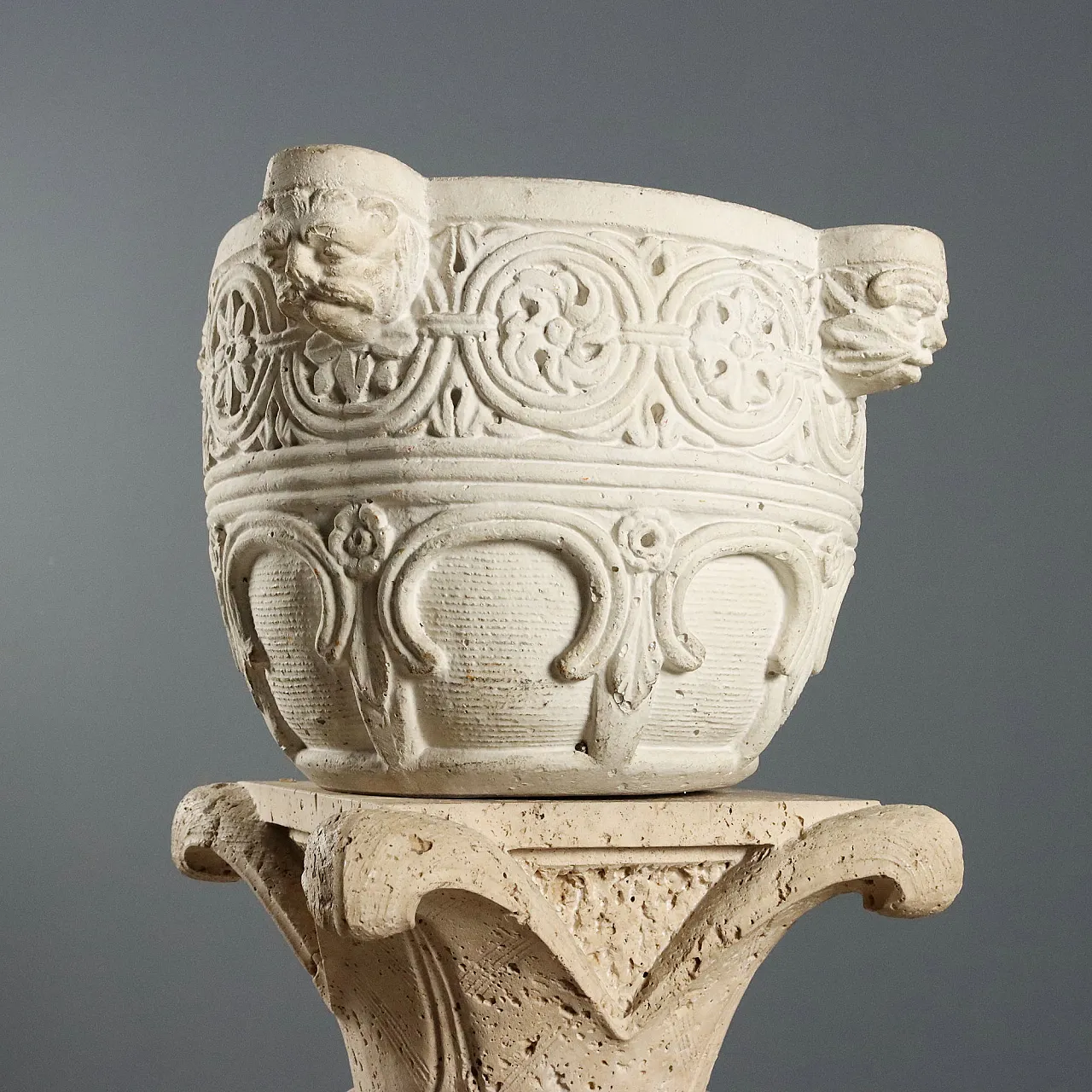Stone column with decorated vase, 20th century 3