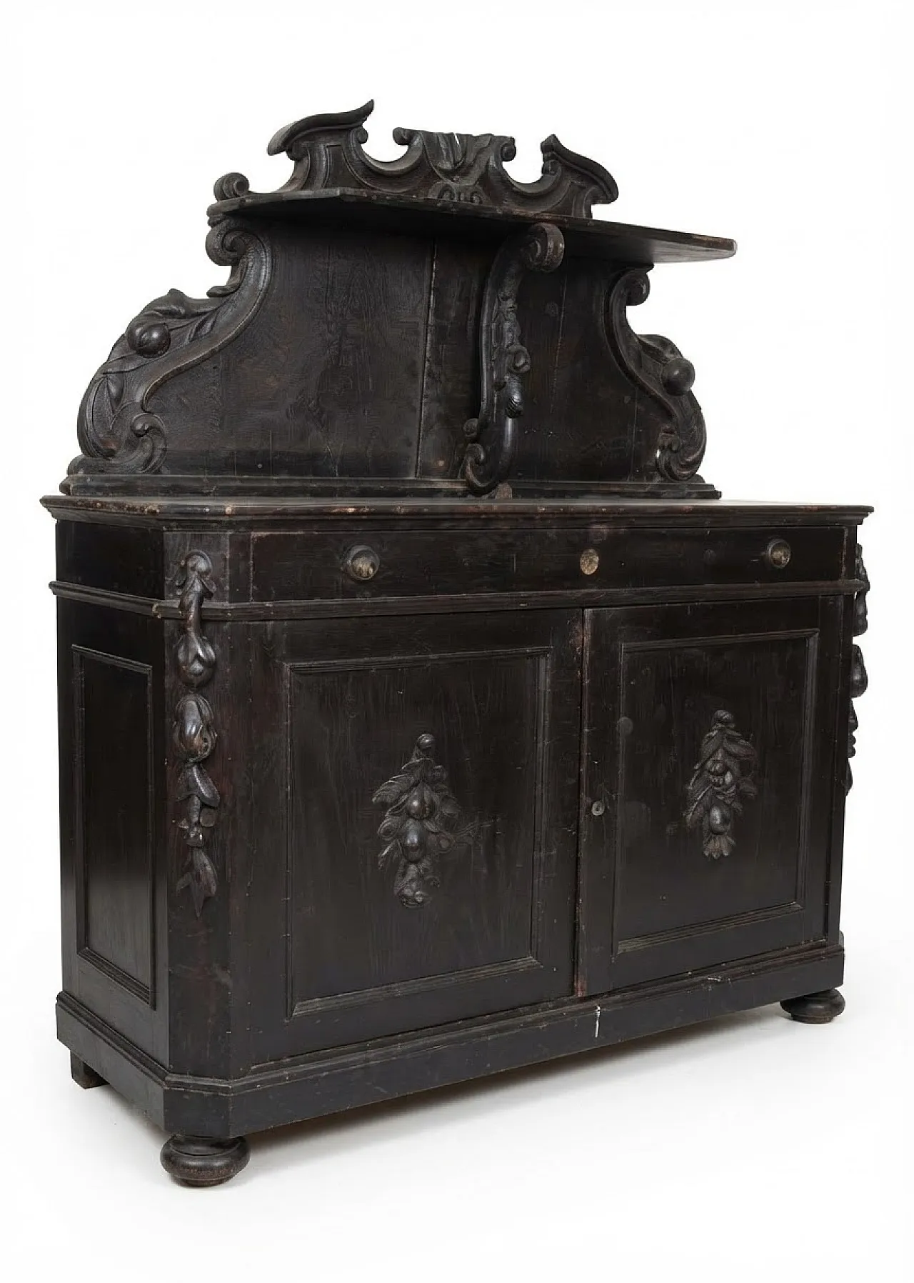 Black wood sideboard with stand, 19th century 1