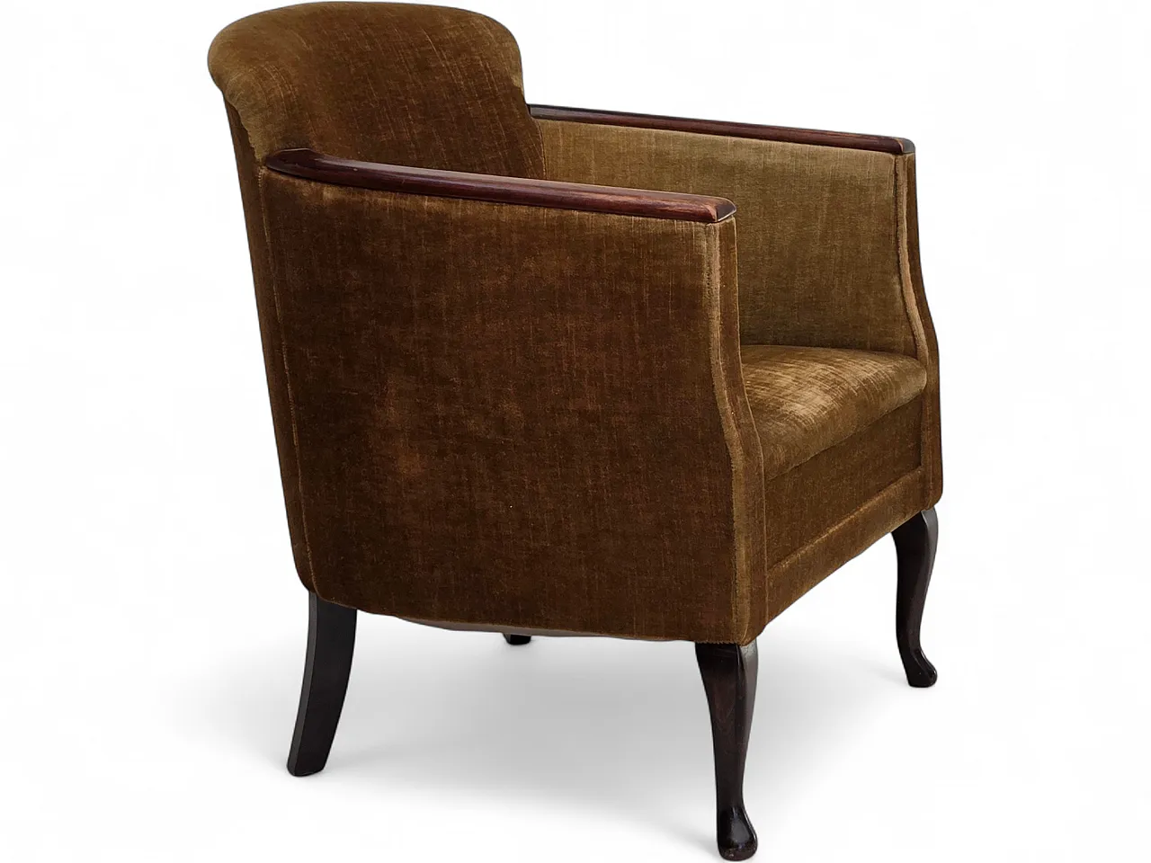 1960s, Danish armchair, furniture velour, ash wood. 20