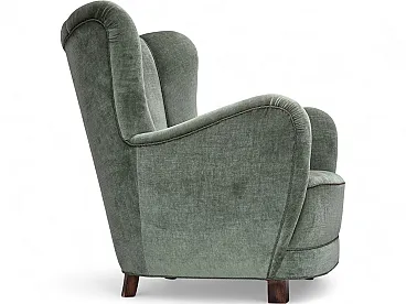 1960s, Danish highback relax chair, furniture velour, ash wood.