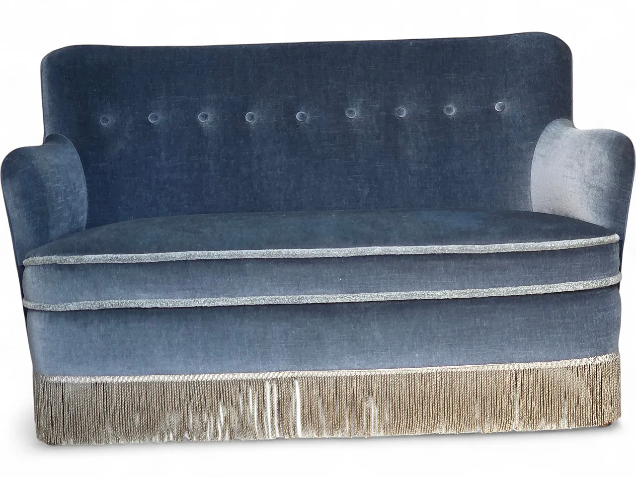 1970s, Danish 2-seater sofa, furniture velour, beech wood. 20