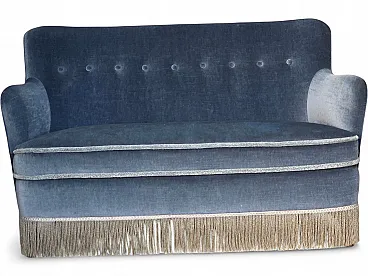 1970s, Danish 2-seater sofa, furniture velour, beech wood.