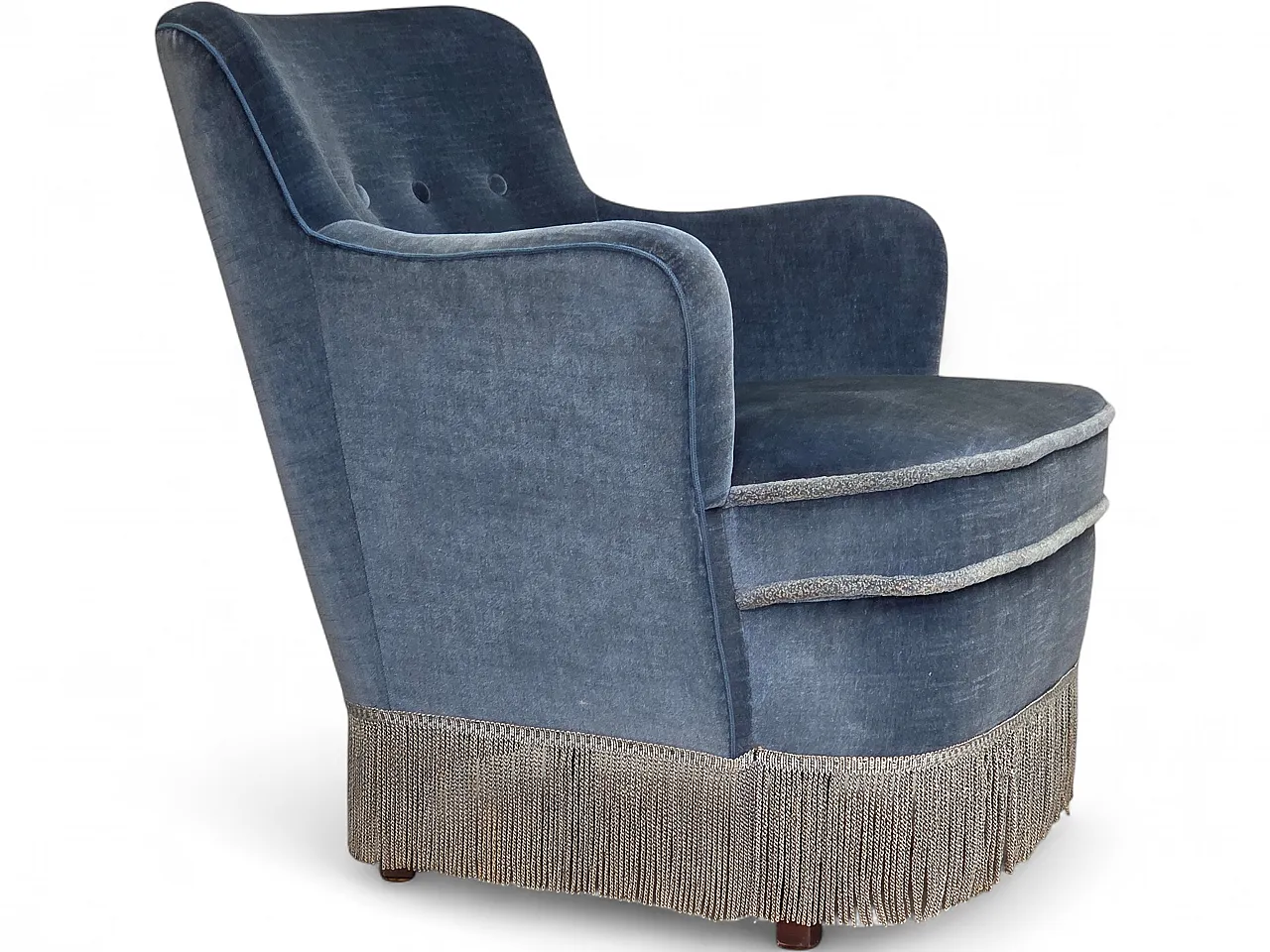 1970s, Danish armchair, furniture velour, beech wood. 19