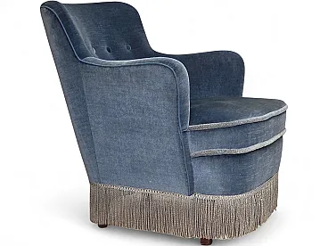 1970s, Danish armchair, furniture velour, beech wood.