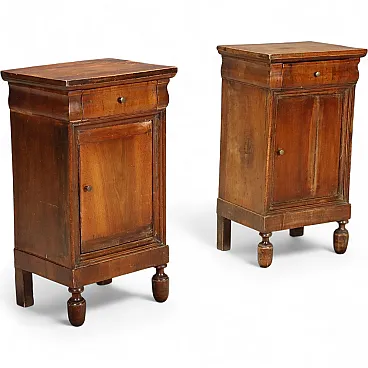 Pair of Louis Philippe walnut bedside tables, 19th century