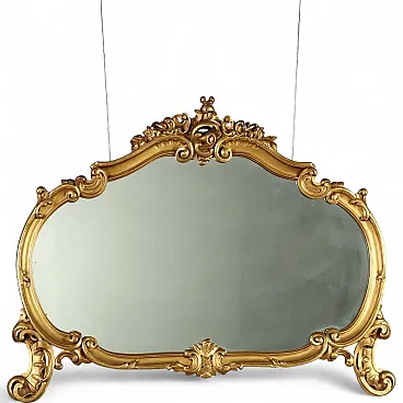 Carved and gilded wooden freestanding mirror, early 20th century