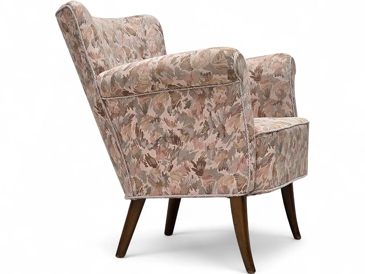 1960s, Danish armchair, furniture jacquard fabric. 16