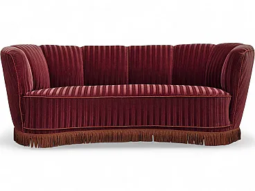 1960s, Danish 2-seater Banan sofa, furniture velour, oak wood.