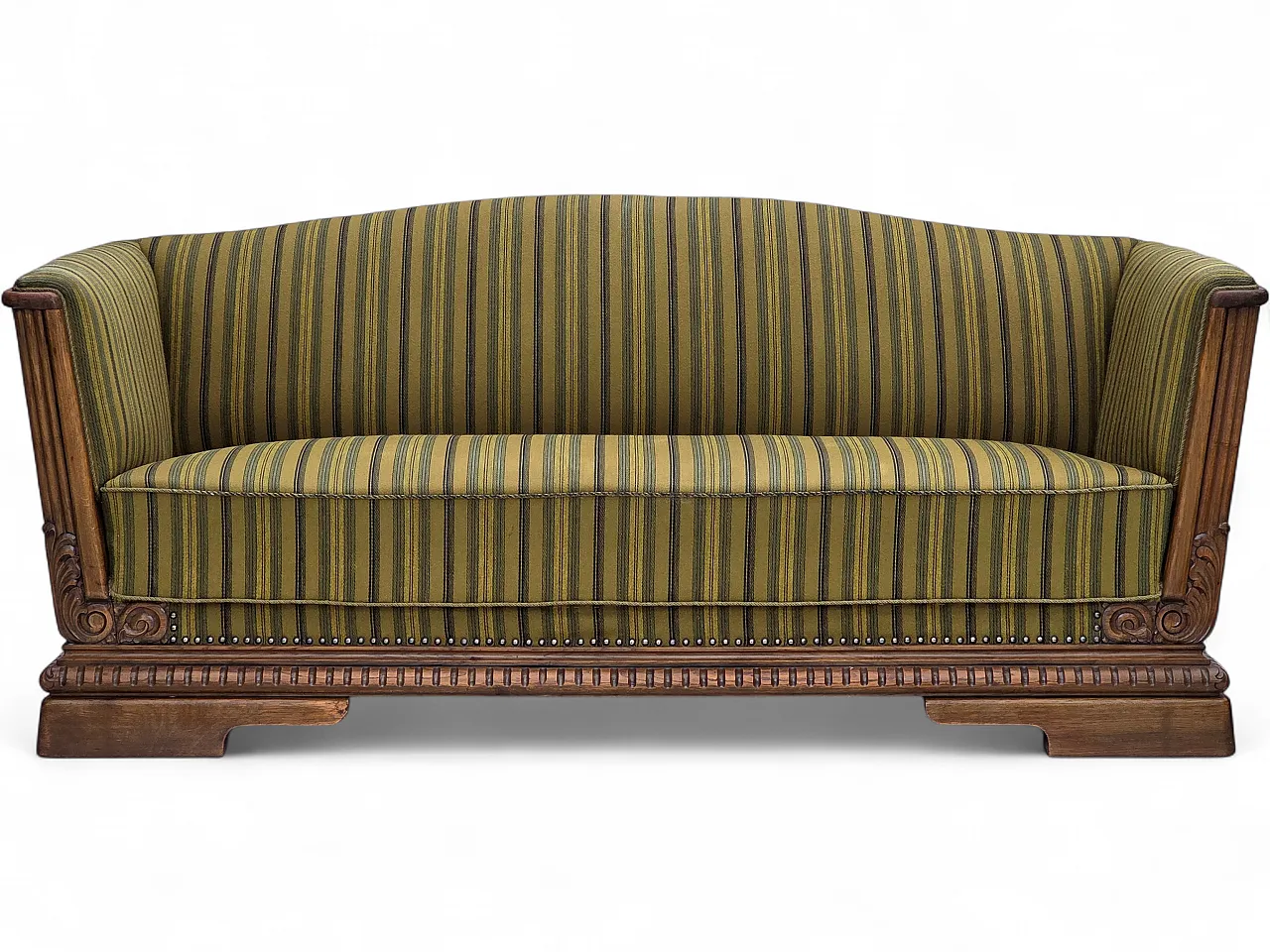 1950s, Danish 3-seater sofa, furniture velour, oak wood. 19