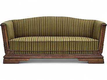 1950s, Danish 3-seater sofa, furniture velour, oak wood.