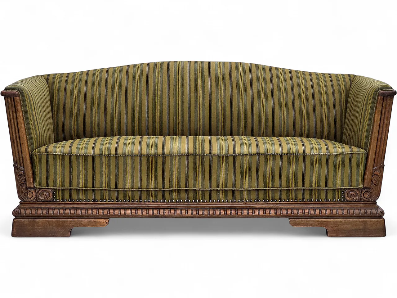 1950s, Danish 3-seater sofa, furniture velour, oak wood. 20