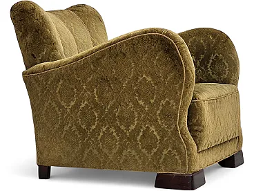 1950s, Danish relax chair, furniture velour, oak wood.