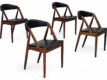 1960s, Danish design by Kai Kristensen, set of 4 armchairs, leather.
