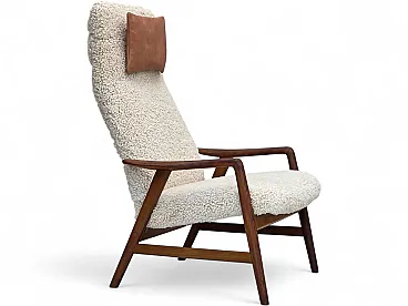 1960s, Danish design by Alf Svensson, genuine sheepskin, reupholstered