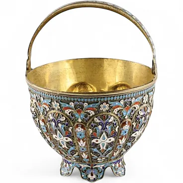 Silver egg-shaped sugar bowl, 19th century
