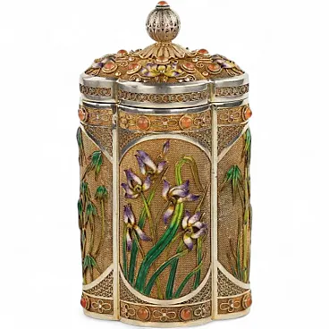 Silver tea caddy, 20th century
