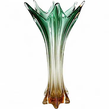 Grande vaso verde e trasparente, anni '50