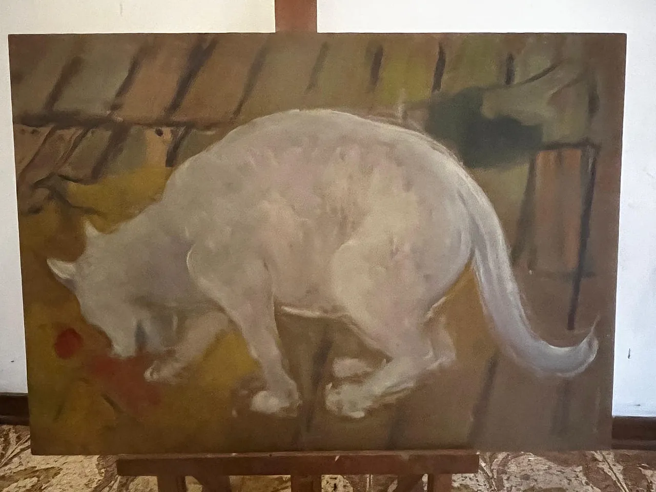 The Cat on the Roof, painting, oil on panel, 1960s 2