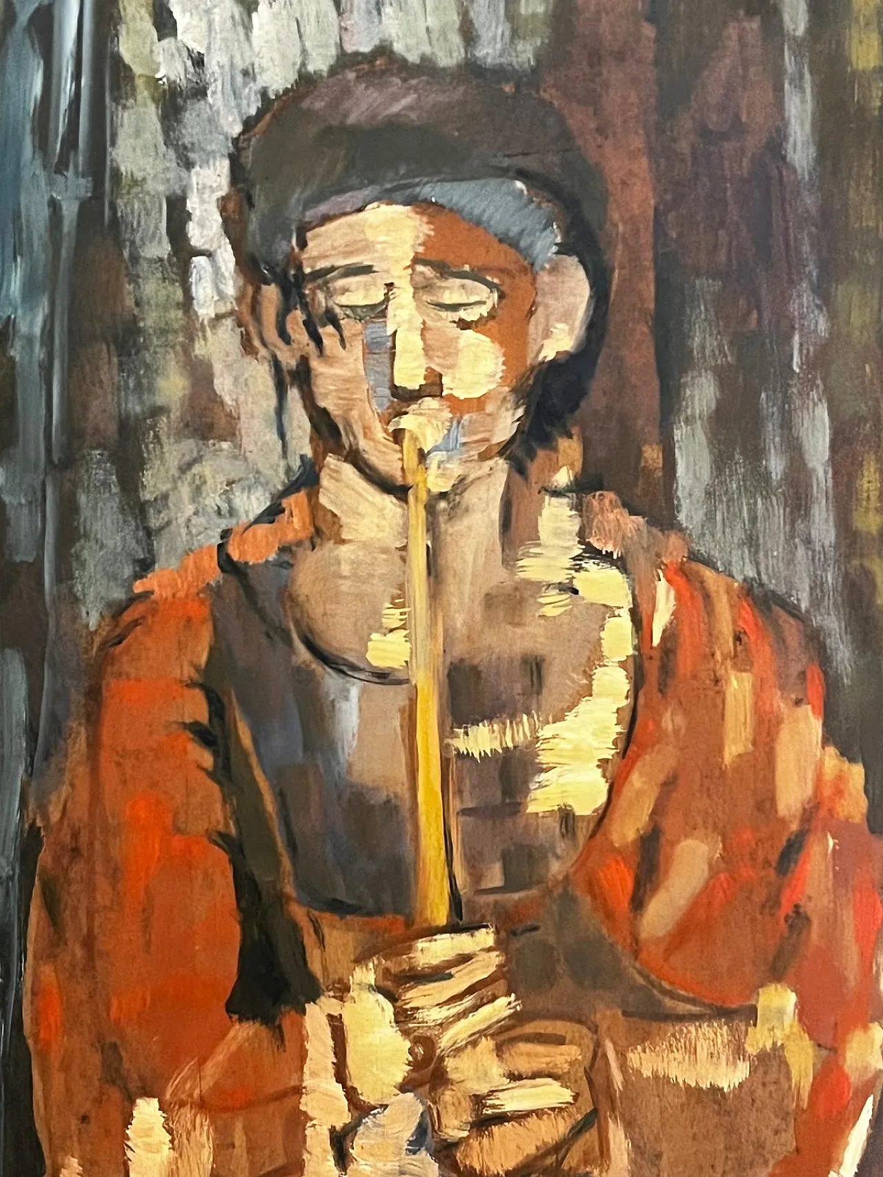 Bussola, The Player, painting, oil on wooden panel, 1970s 2