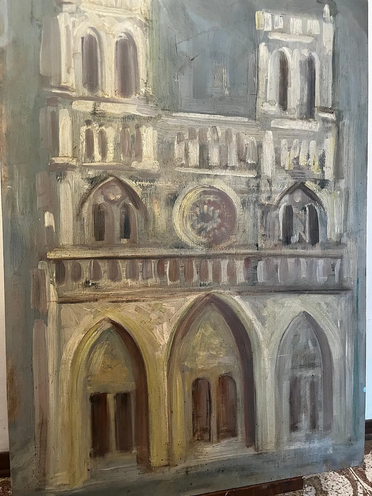 Notre-Dame de Paris, painting, oil on wood panel, 1970s 1