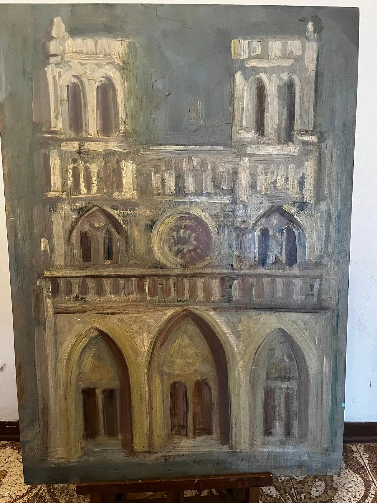 Notre-Dame de Paris, painting, oil on wood panel, 1970s 3