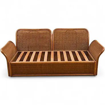 Wicker sofa with curved arms, 1970s