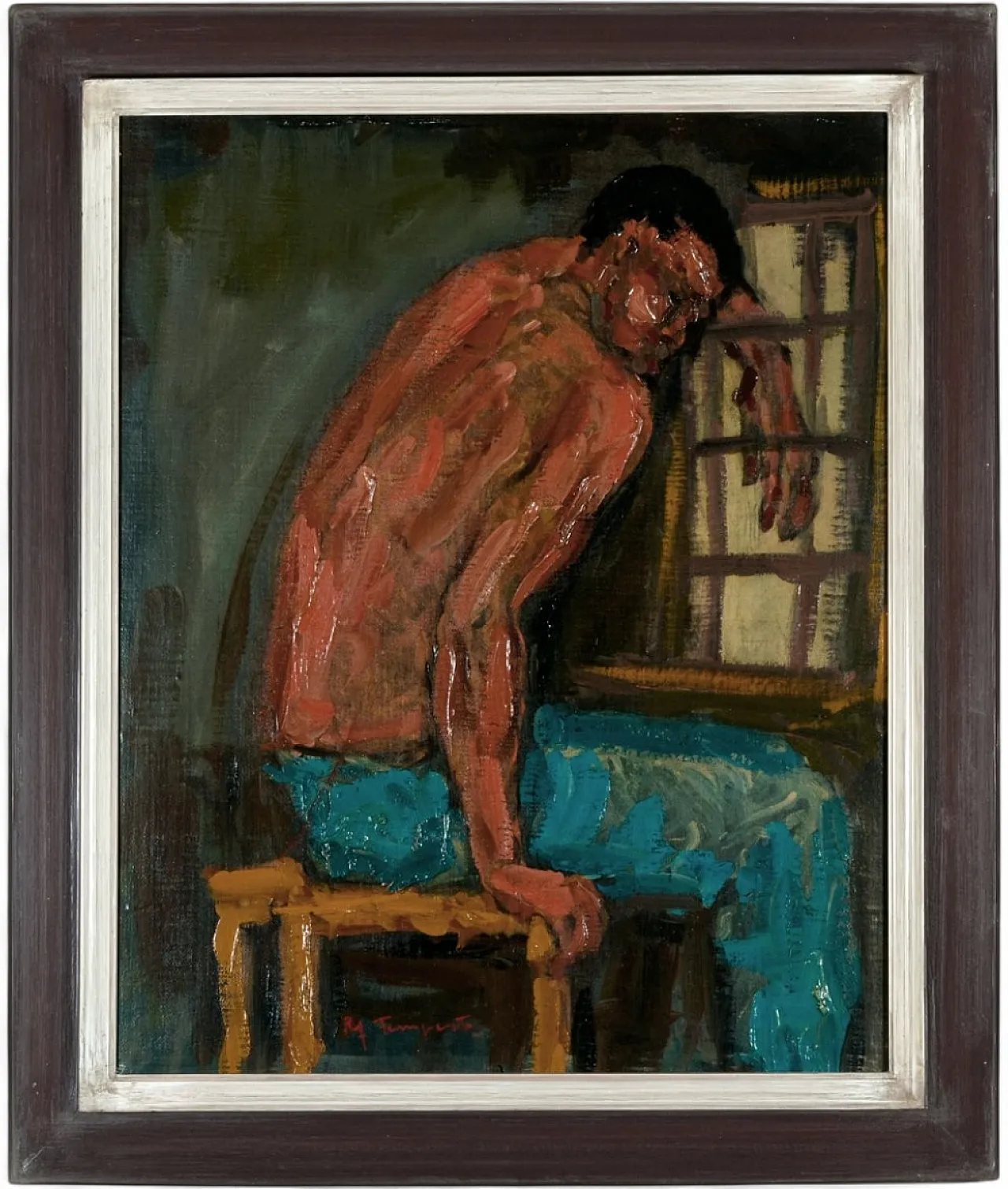Frank Tempesta, Nudo maschile seduto, olio su tela, anni '70 6