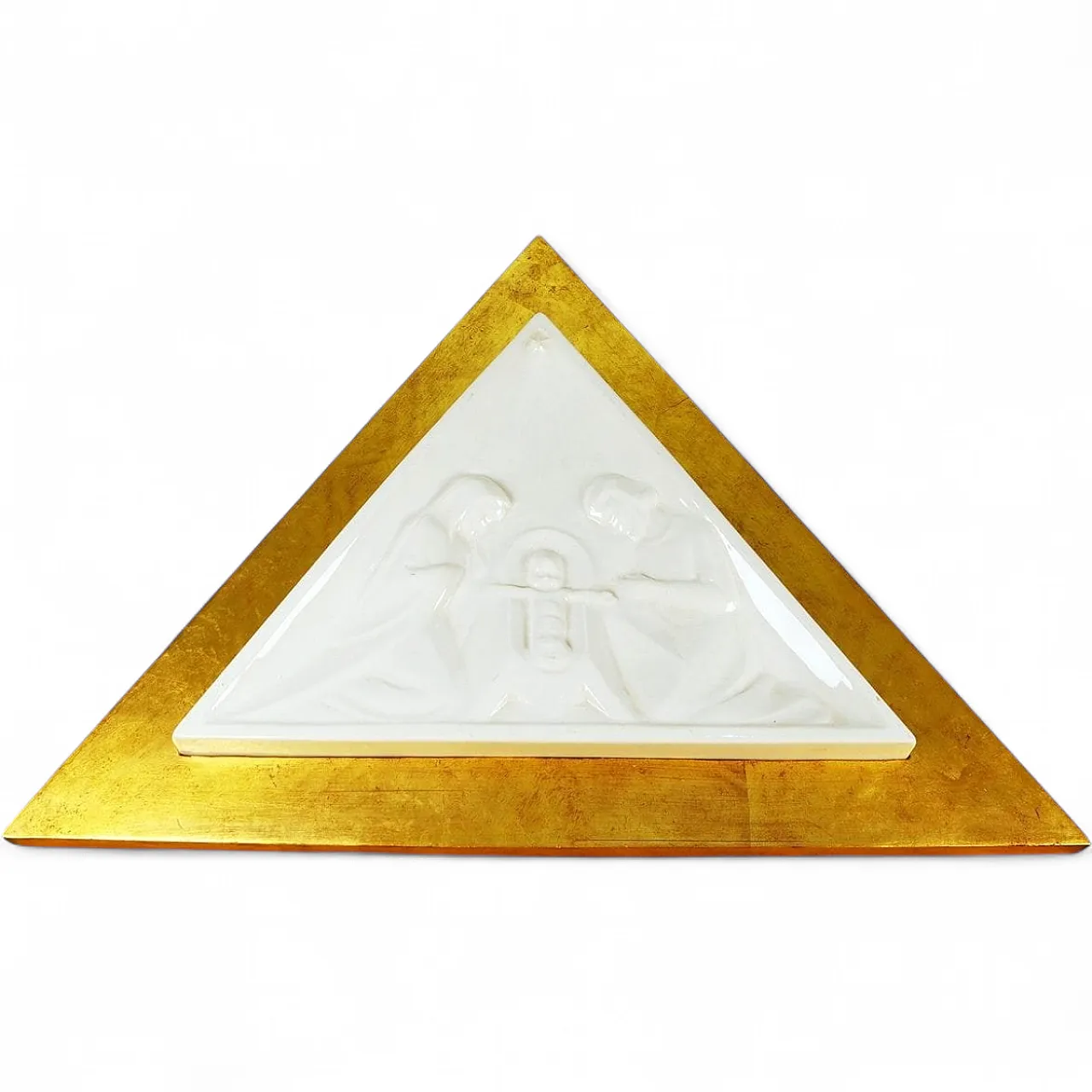Holy Family bas-relief, ceramic and wood, 20th century 11