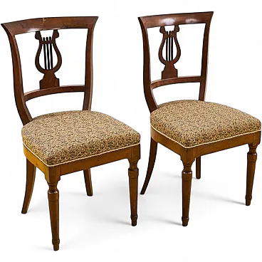 Pair of wooden chairs with lyre-shaped backs, 20th century