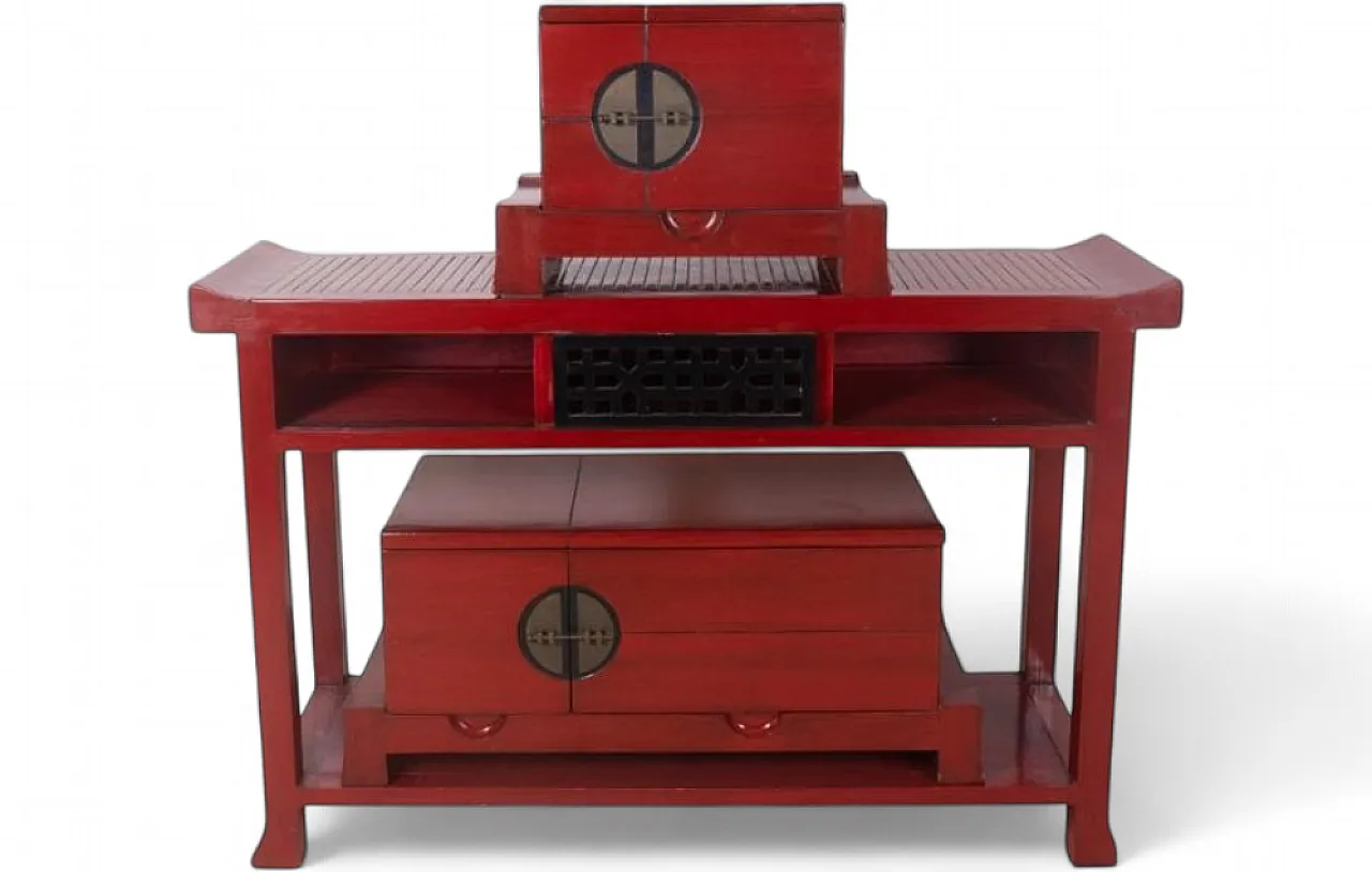 Red lacquered wood sideboard, 20th century 11