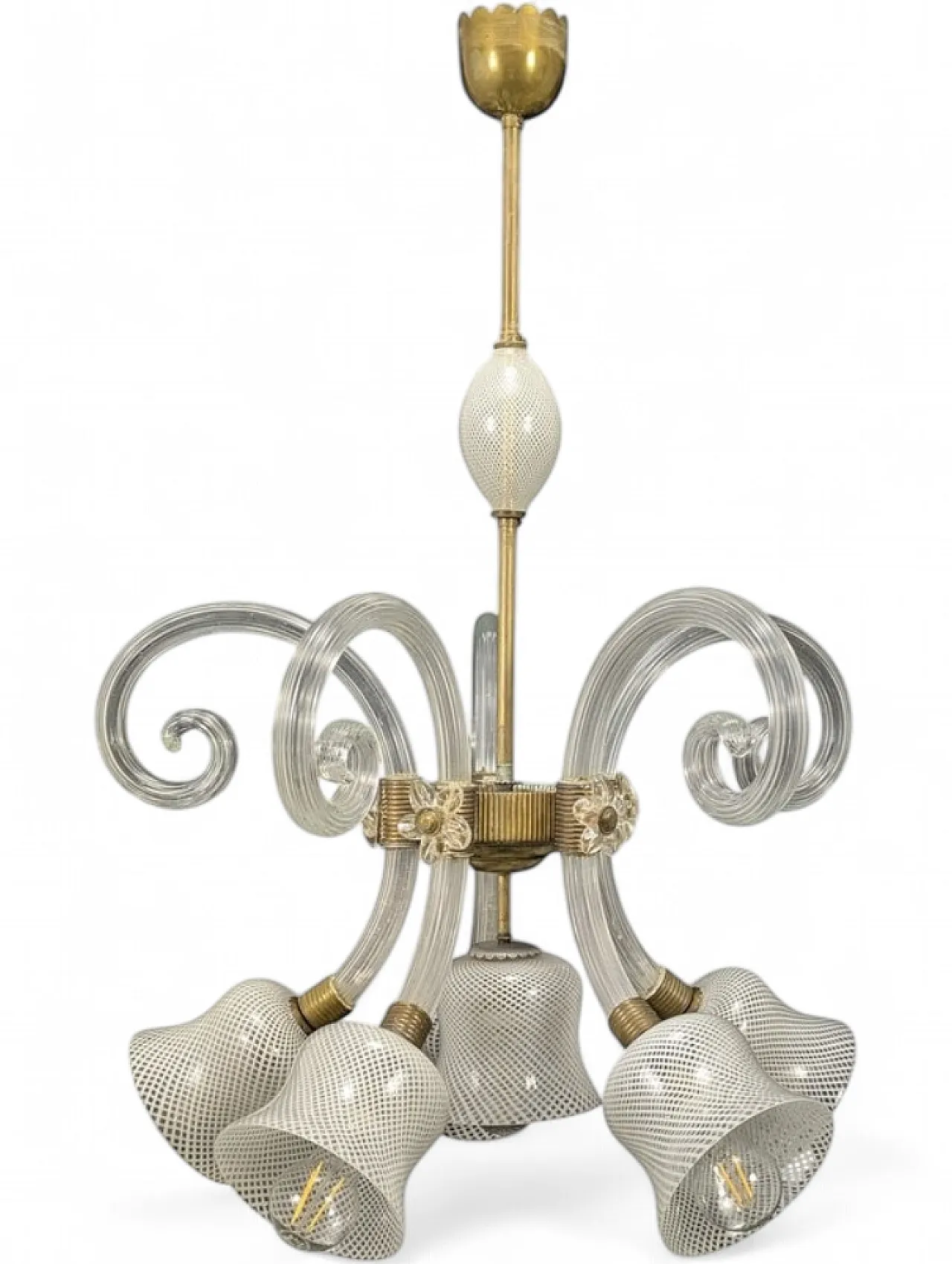 Murano glass ceiling lamp in the style of Barovier and Toso, 1940s 18