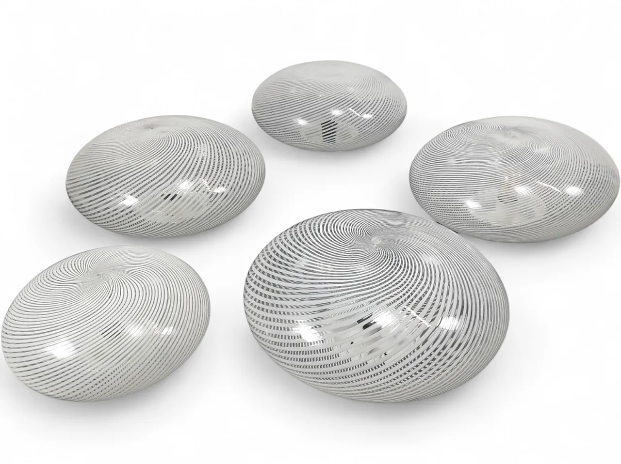 5 Murano glass pendant chandeliers by Venini, 1950s 10