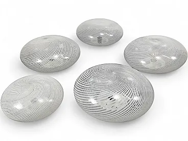 5 Murano glass pendant chandeliers by Venini, 1950s